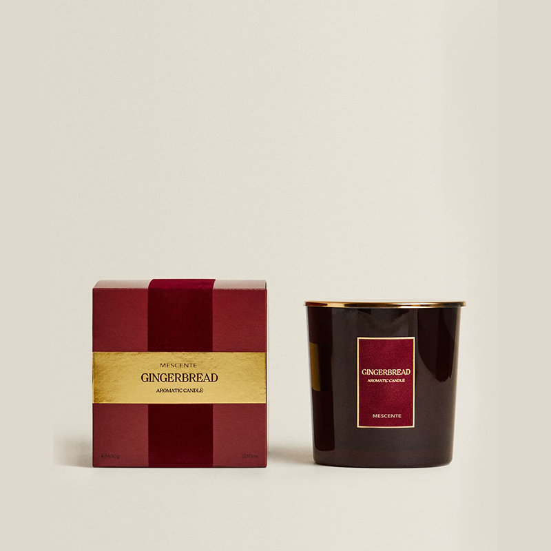 M&Scent Lilin 3 Sumbu Mewah Kustom Label Pribadi yang Dipersonalisasi Lilin Beraroma Kaca Matte Hitam