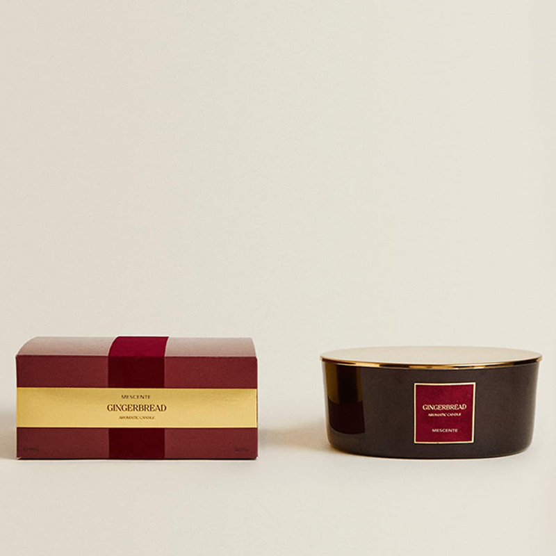 M&Scent Lilin 3 Sumbu Mewah Kustom Label Pribadi yang Dipersonalisasi Lilin Beraroma Kaca Matte Hitam