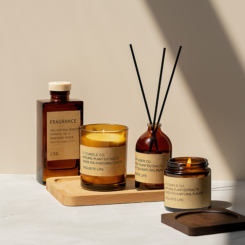 Penyebar buluh rumah dekorasi mewah M&Scent dan set lilin beraroma dengan kemasan kotak