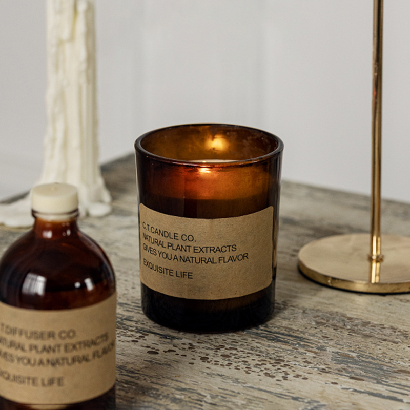 Penyebar buluh rumah dekorasi mewah M&Scent dan set lilin beraroma dengan kemasan kotak