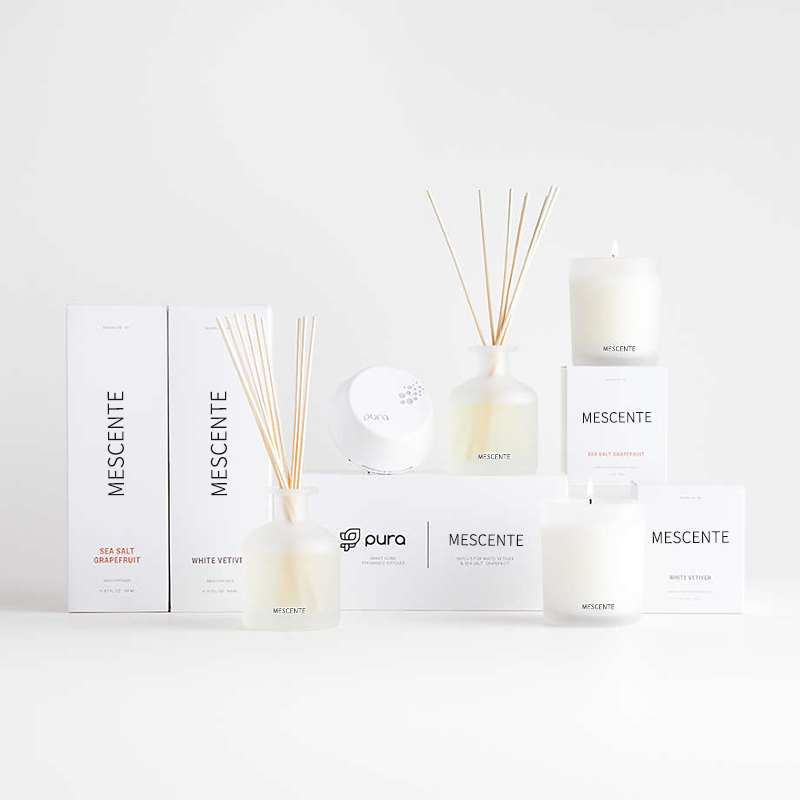 M&Scent label pribadi mewah set hadiah diffuser buluh aroma warna ungu dengan kotak