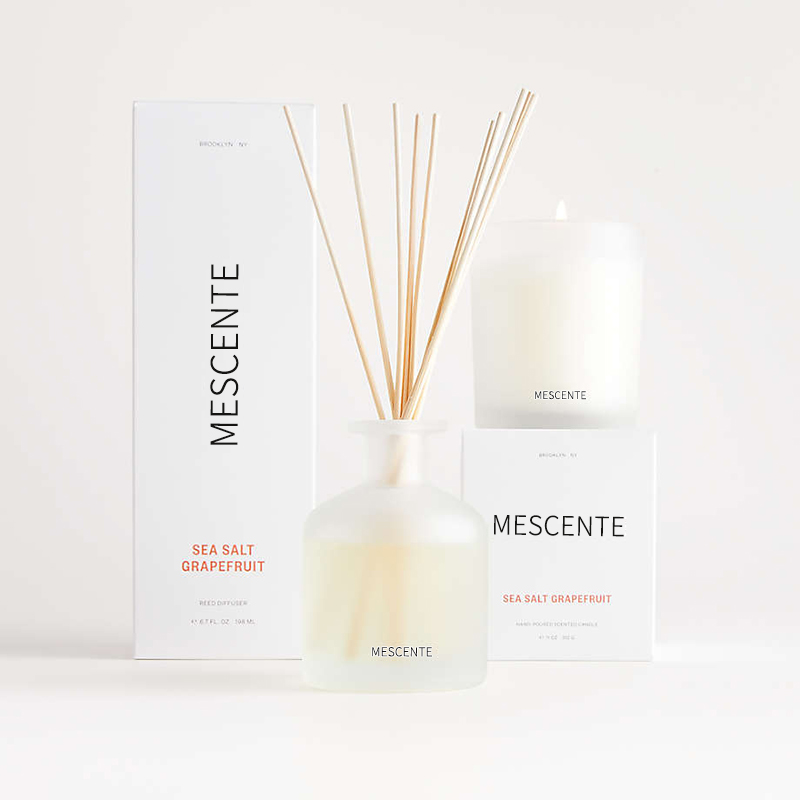 M&Scent label pribadi mewah set hadiah diffuser buluh aroma warna ungu dengan kotak