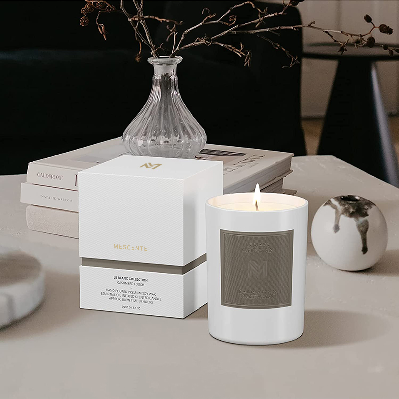 M&Scent Grosir Kustom Mewah Toples Kaca Hitam Set Lilin Lilin Kedelai Aromaterapi Natal