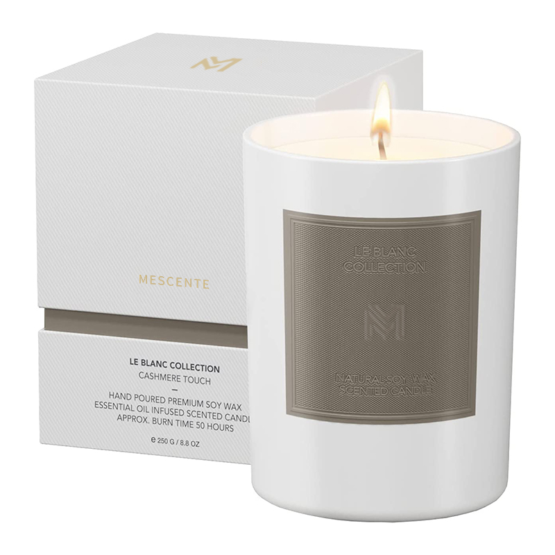 M&Scent Grosir Kustom Mewah Toples Kaca Hitam Set Lilin Lilin Kedelai Aromaterapi Natal