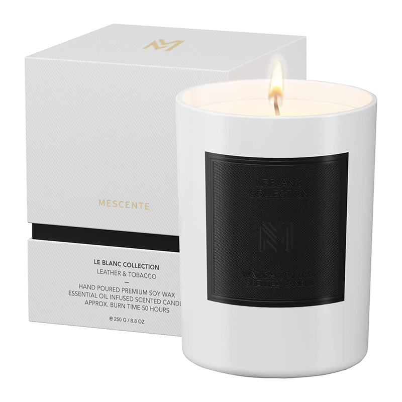 M&Scent Grosir Kustom Mewah Toples Kaca Hitam Set Lilin Lilin Kedelai Aromaterapi Natal