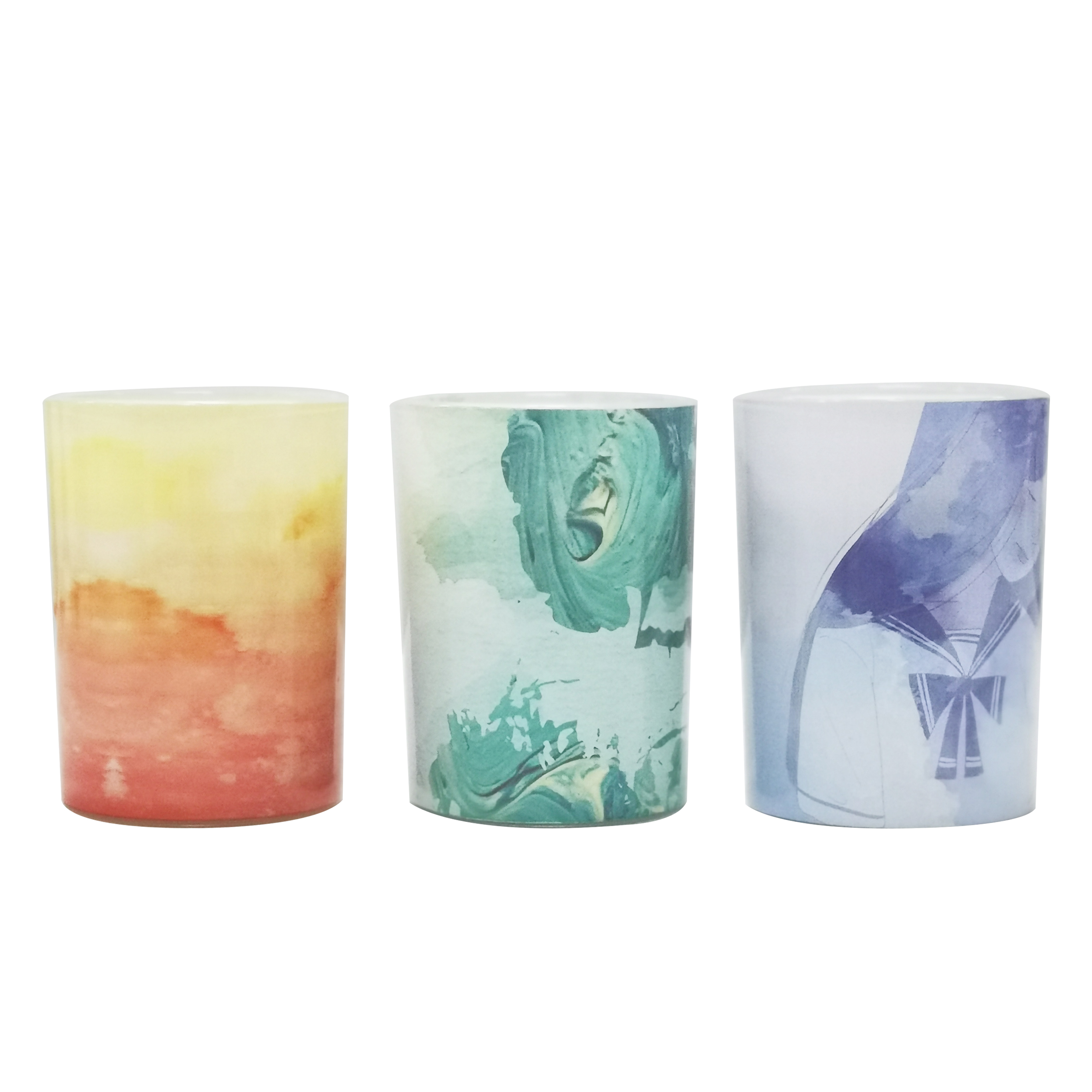 M&Scent grosir label pribadi lilin palem topless kaca hijau, lilin spiritual