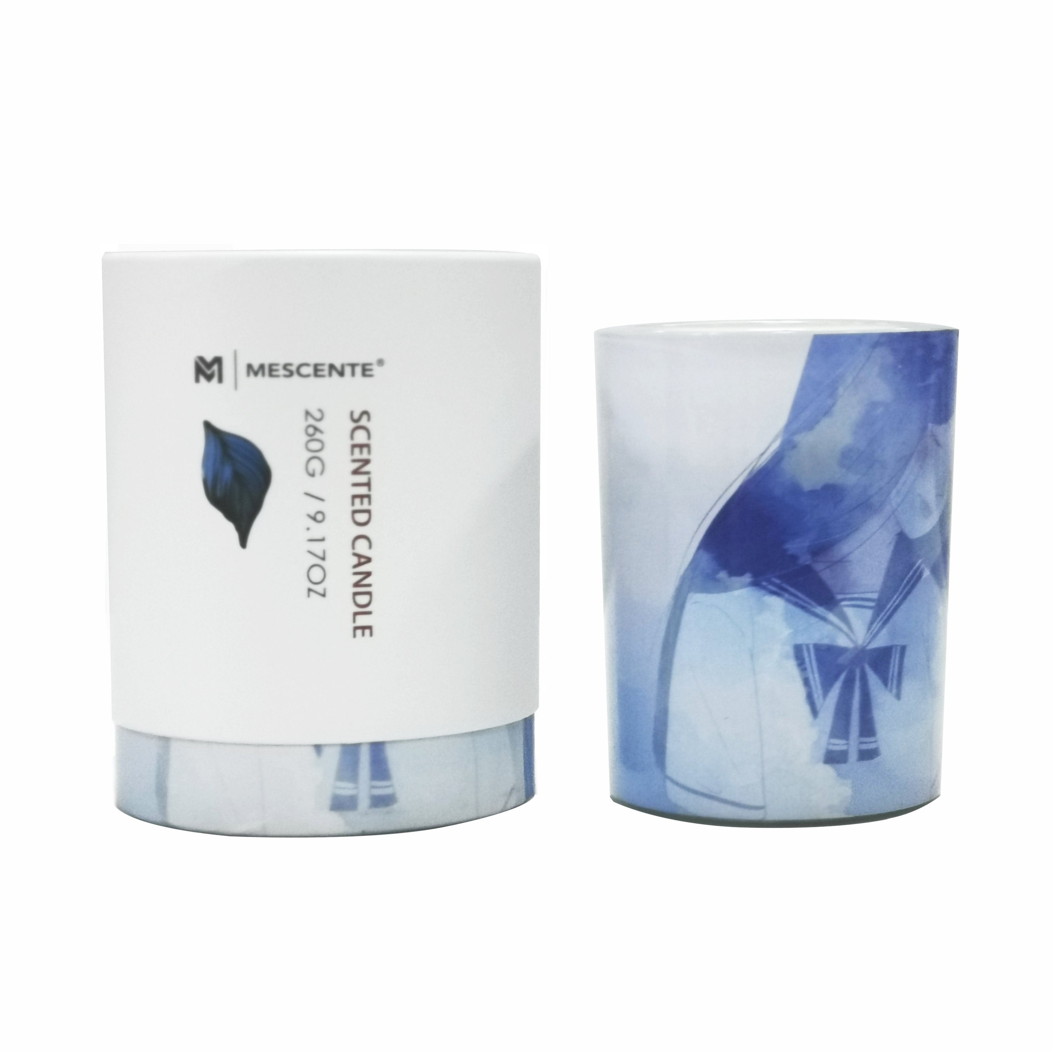 M&Scent grosir label pribadi lilin palem topless kaca hijau, lilin spiritual