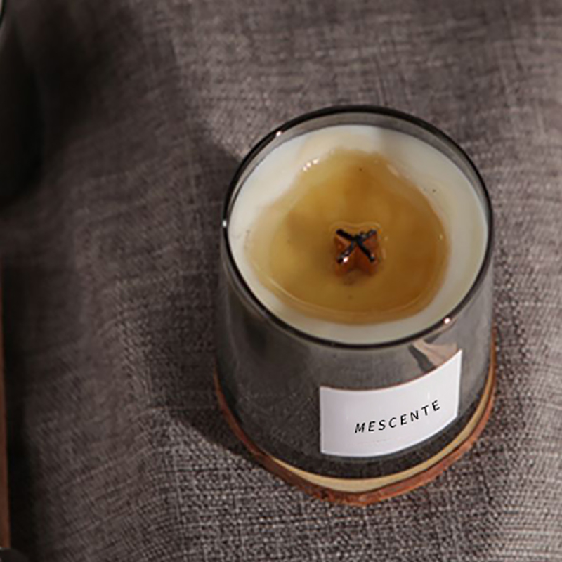 M&Scent topless kaca mewah sumbu kayu kristal lilin kedelai beraroma, lilin pernikahan