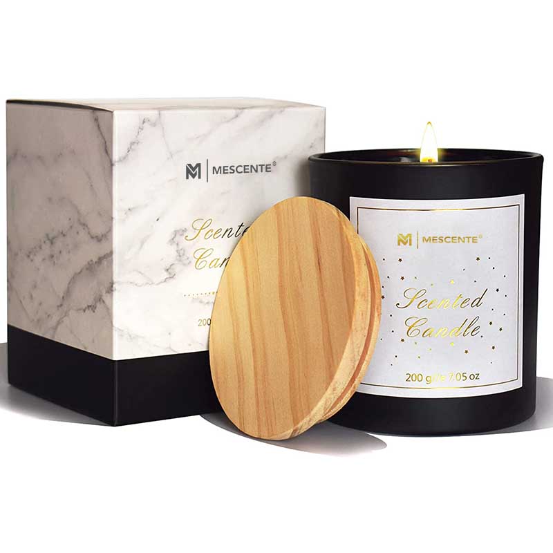 M&Scent Logo Kustom Botol Kaca Kristal Bulat Mini Lilin Beraroma Lilin Kedelai Kopi Kuat dengan Kotak dalam Jumlah Besar