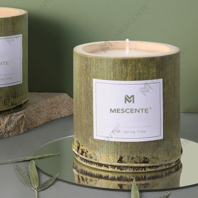Tempat lilin kayu mewah M&Scent, label pribadi, beraroma kotak