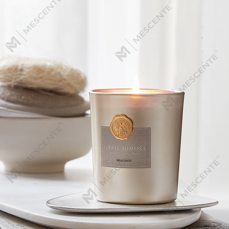 M&Scent stoples kaca dekoratif label pribadi kustom mewah lilin lilin kedelai beraroma