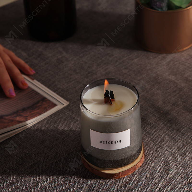 M&Scent toples kaca mewah sumbu kayu kristal lilin lilin kedelai beraroma, lilin pernikahan