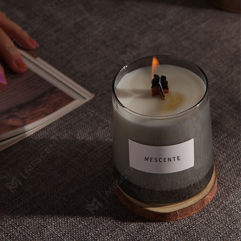 M&Scent toples kaca mewah sumbu kayu kristal lilin lilin kedelai beraroma, lilin pernikahan