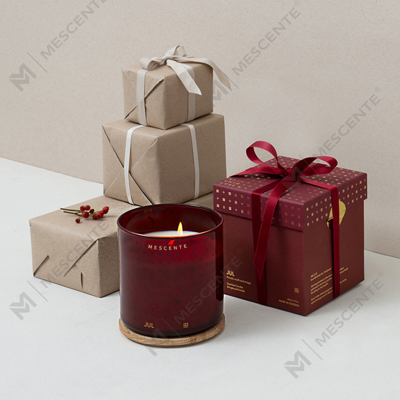 M&Scent Lilin Lilin Kedelai Beraroma Dekoratif Natal Buatan Tangan Kustom Mewah dengan Kotak Hadiah