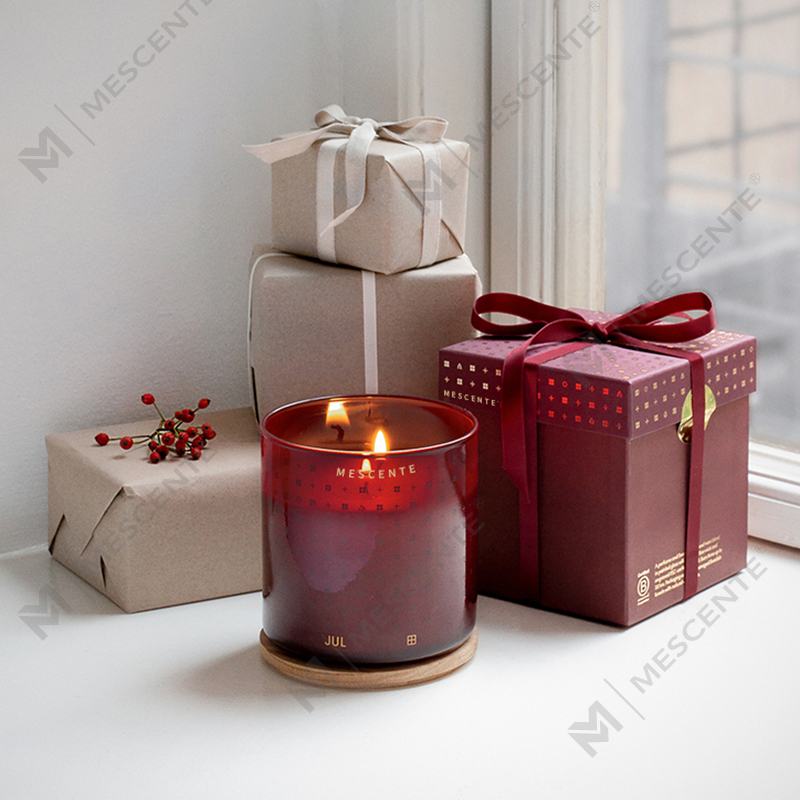 M&Scent Lilin Lilin Kedelai Beraroma Dekoratif Natal Buatan Tangan Kustom Mewah dengan Kotak Hadiah