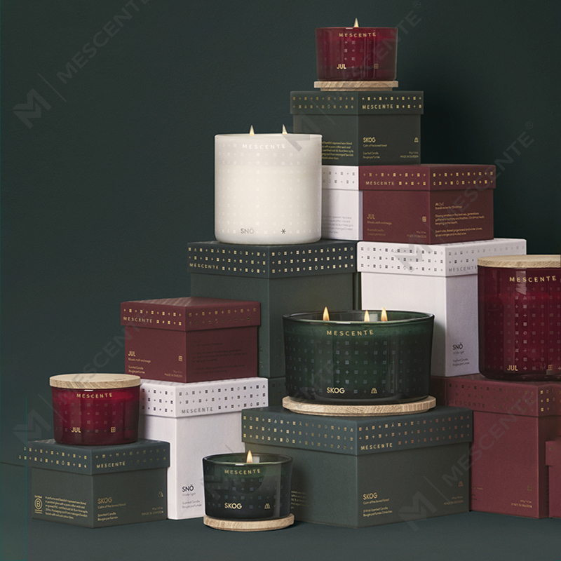M&Scent Lilin Lilin Kedelai Beraroma Dekoratif Natal Buatan Tangan Kustom Mewah dengan Kotak Hadiah