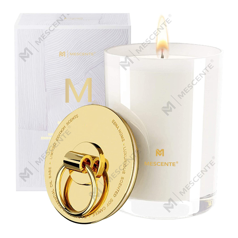 M&Scent Lilin Kedelai Putih Mewah Logo Lilin Beraroma Pernikahan yang Dipersonalisasi, Lilin Perkemahan Khusus
