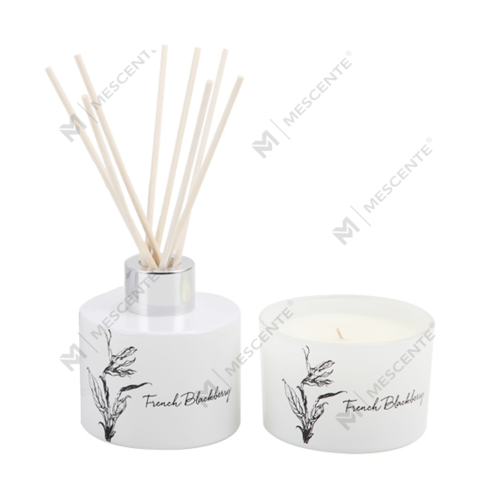 Mescente grosir mewah label pribadi aroma reed diffuser dan set hadiah lilin beraroma