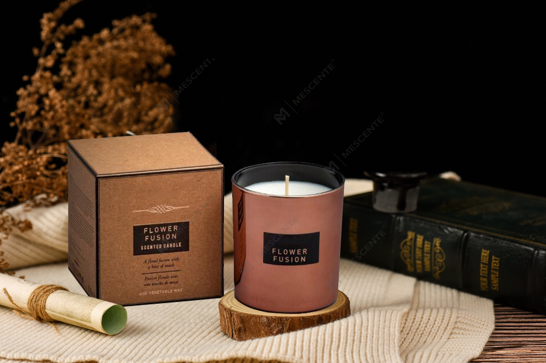 Lilin kedelai beraroma kaca cermin kapasitas besar 540g