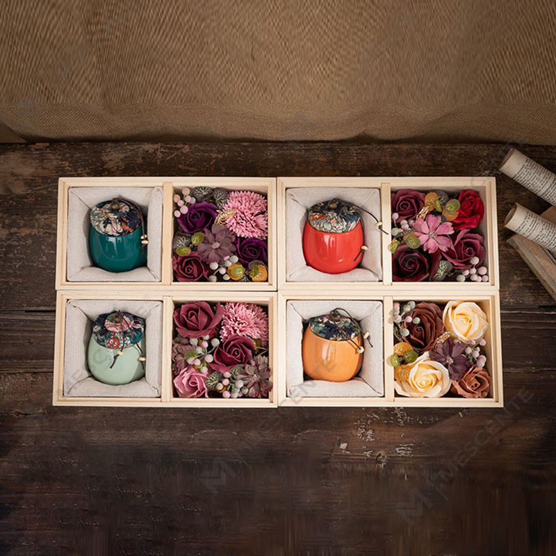 M&Scent Dekorasi Mewah Pesanan Massal Lilin Parafin Aromaterapi Pilar Keramik