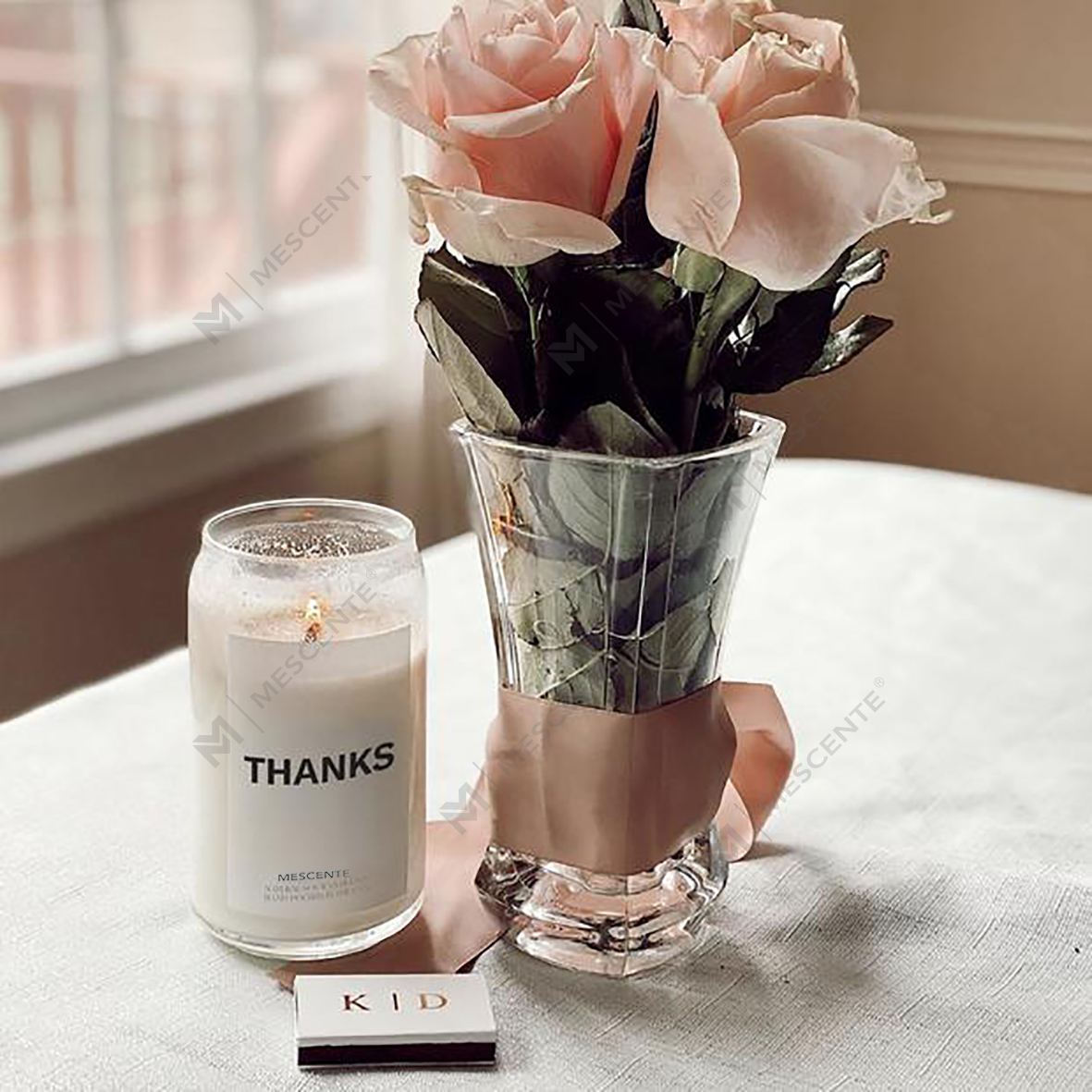 Lilin Woodwick Keramik Susu Organik M&Scent yang Disesuaikan, Wadah Lilin