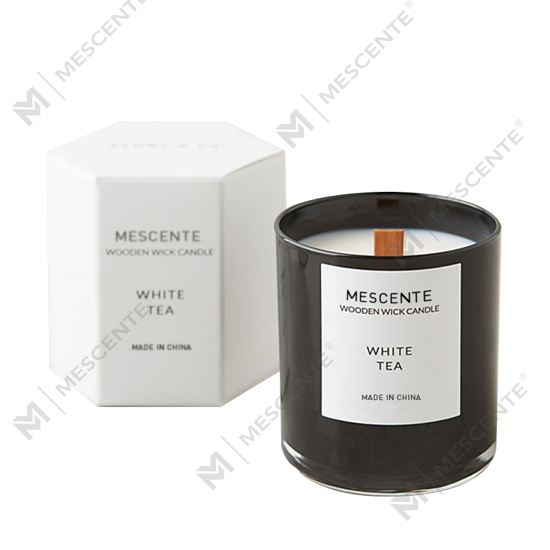 Lilin kedelai beraroma teh putih label pribadi Mescente Dalam Toples
