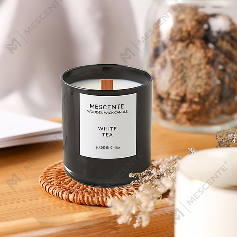 Lilin kedelai beraroma teh putih label pribadi Mescente Dalam Toples