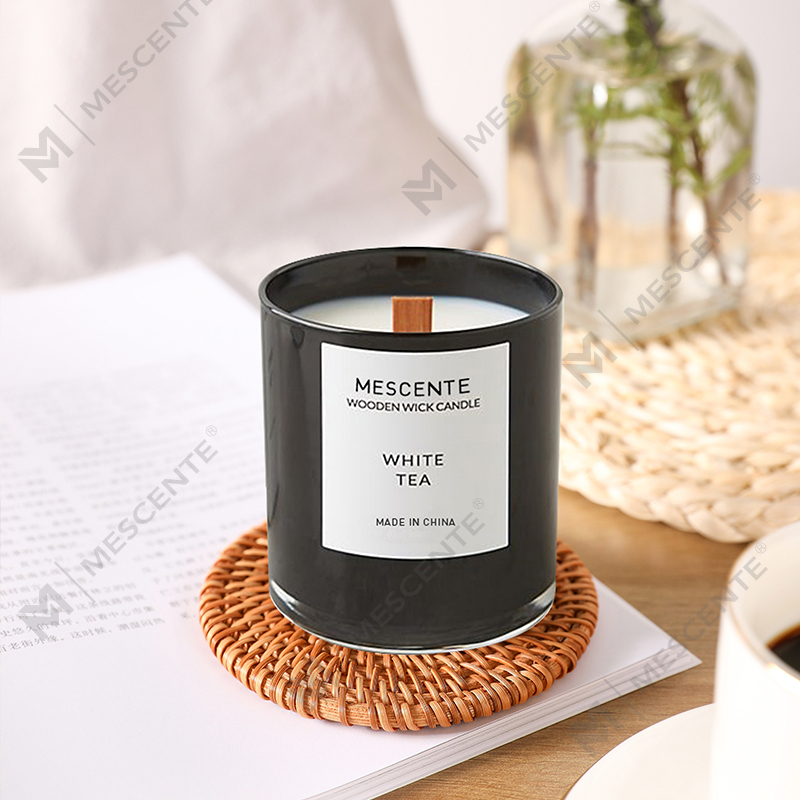 Lilin kedelai beraroma teh putih label pribadi Mescente Dalam Toples