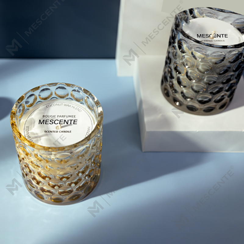 Lilin Kedelai Kaca Berwarna Bening Mewah yang Disesuaikan Label Pribadi Lilin Beraroma Berlabel Citta Dengan Bunga Kering