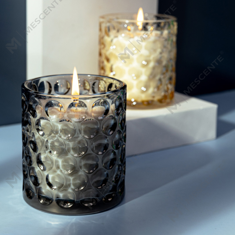 Lilin Kedelai Kaca Berwarna Bening Mewah yang Disesuaikan Label Pribadi Lilin Beraroma Berlabel Citta Dengan Bunga Kering