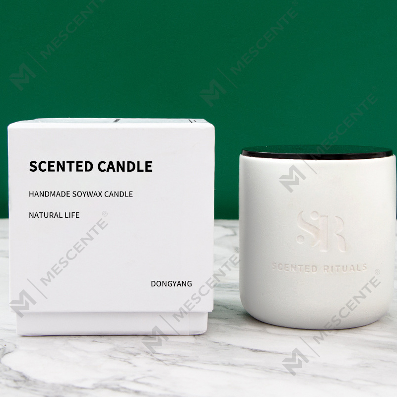 Aroma M&S Logo Kustom Toples Keramik Murah dengan Tutup Kayu Lilin, Lilin Mewah Lilin Kelapa