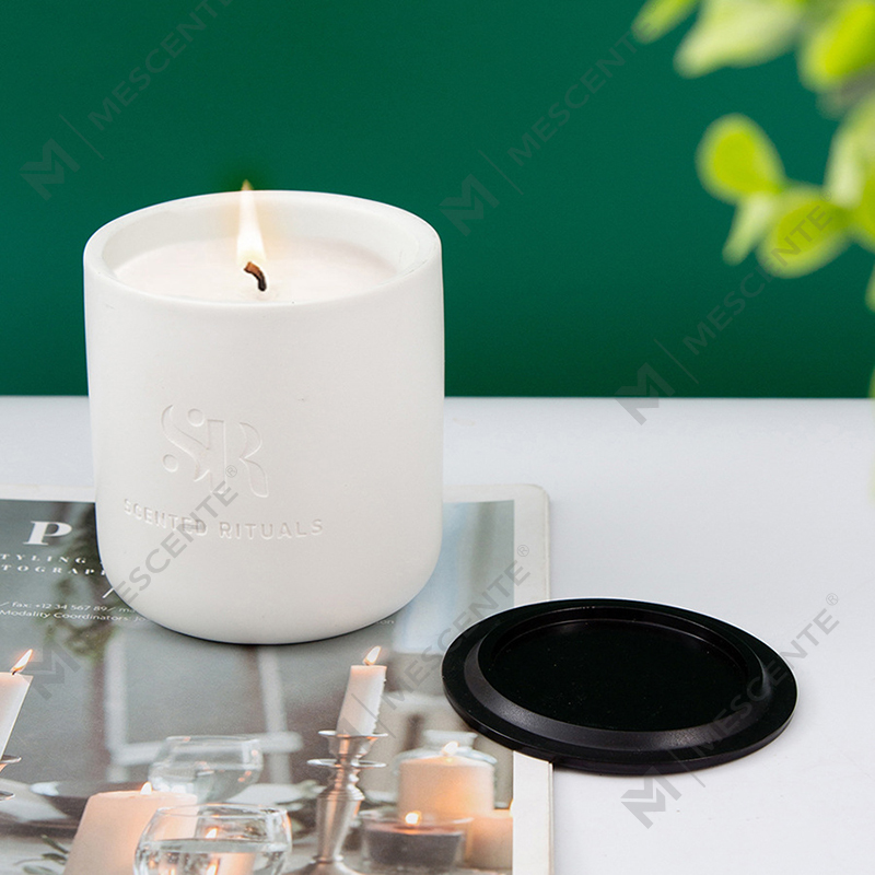 Aroma M&S Logo Kustom Toples Keramik Murah dengan Tutup Kayu Lilin, Lilin Mewah Lilin Kelapa