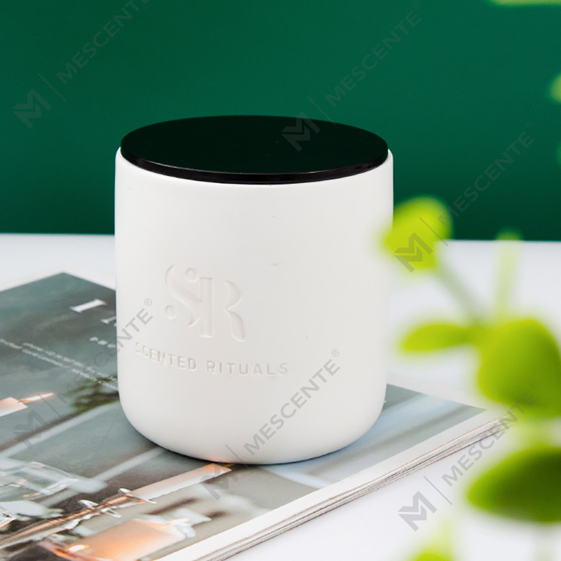 Aroma M&S Logo Kustom Toples Keramik Murah dengan Tutup Kayu Lilin, Lilin Mewah Lilin Kelapa