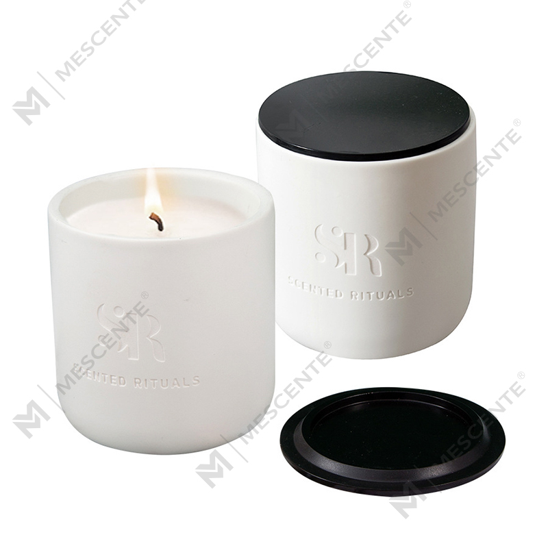 Aroma M&S Logo Kustom Toples Keramik Murah dengan Tutup Kayu Lilin, Lilin Mewah Lilin Kelapa