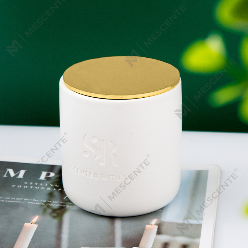 Aroma M&S Logo Kustom Toples Keramik Murah dengan Tutup Kayu Lilin, Lilin Mewah Lilin Kelapa