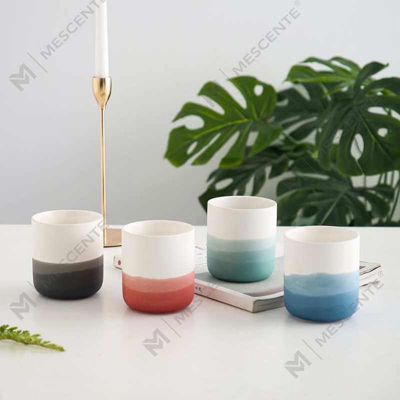 M&Scent Tempat Lilin Tealight Lancip Vas Biru dan Putih Keramik Dekoratif, Lentera dan Stoples Lilin