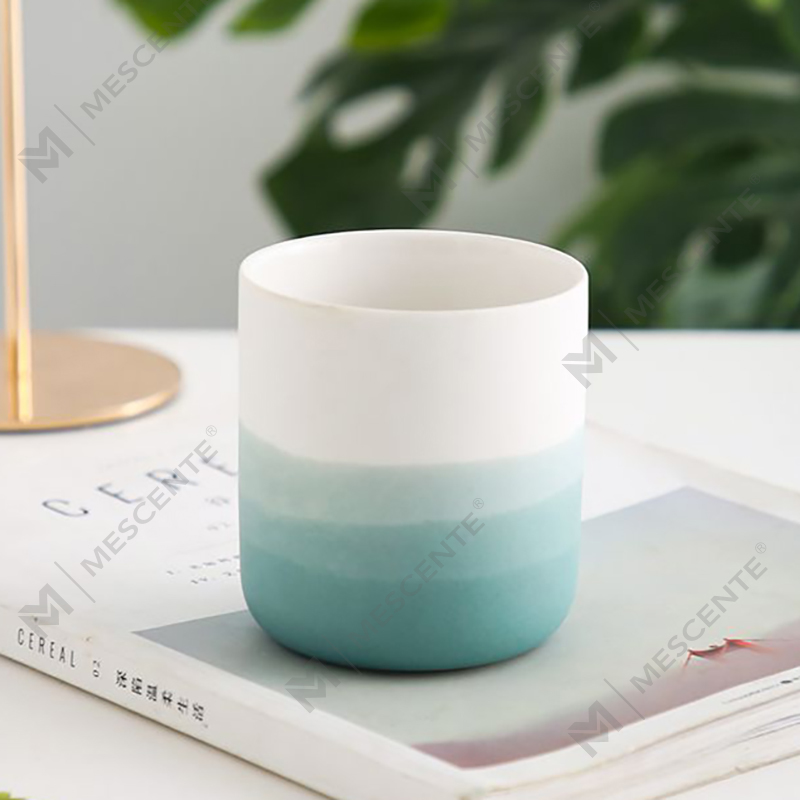 M&Scent Tempat Lilin Tealight Lancip Vas Biru dan Putih Keramik Dekoratif, Lentera dan Stoples Lilin