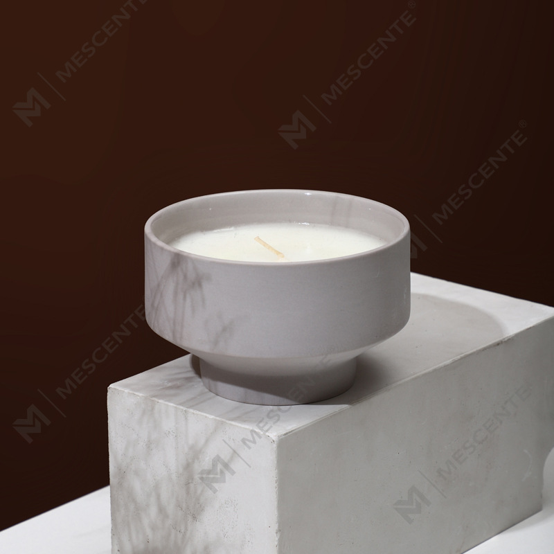 M&Scent Grosir Toples Lilin Natal Buram Putih 3 Sumbu Modern Besar Kustom Dengan Tutup Bambu