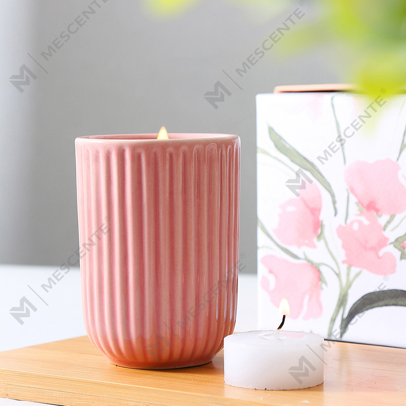 Grosir Mewah Disesuaikan Label Pribadi Lilin Kedelai Keramik Berwarna Lilin Beraroma Woodwick Dalam Jumlah Besar