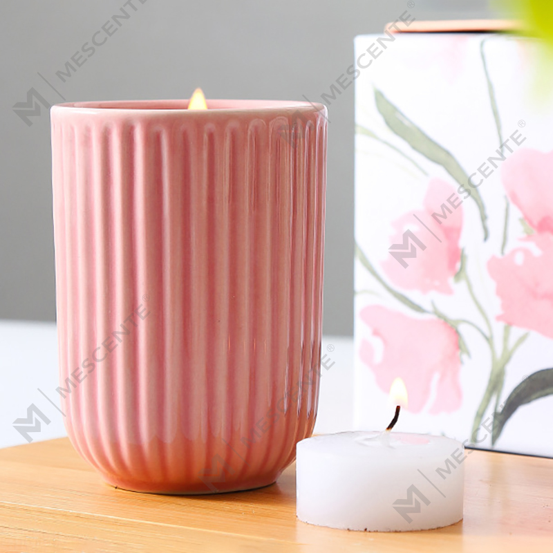 Grosir Mewah Disesuaikan Label Pribadi Lilin Kedelai Keramik Berwarna Lilin Beraroma Woodwick Dalam Jumlah Besar