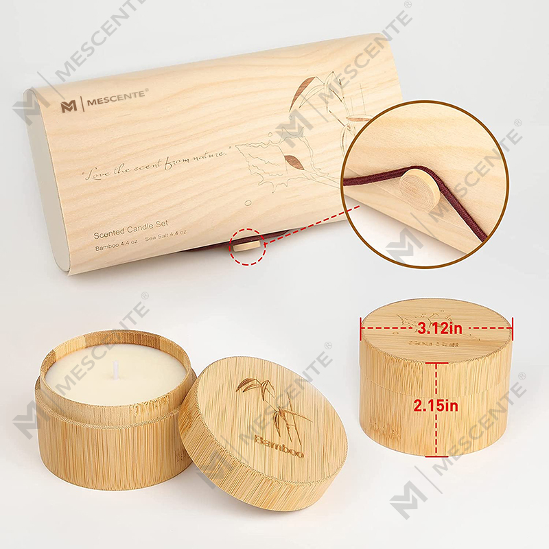 Lilin Bambu & Garam Laut Beraroma Bagus untuk Rumah Beraroma, Set Lilin Organik Lilin Kedelai