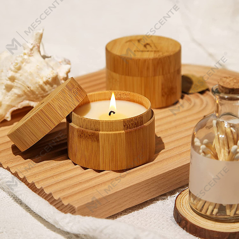 Lilin Bambu & Garam Laut Beraroma Bagus untuk Rumah Beraroma, Set Lilin Organik Lilin Kedelai