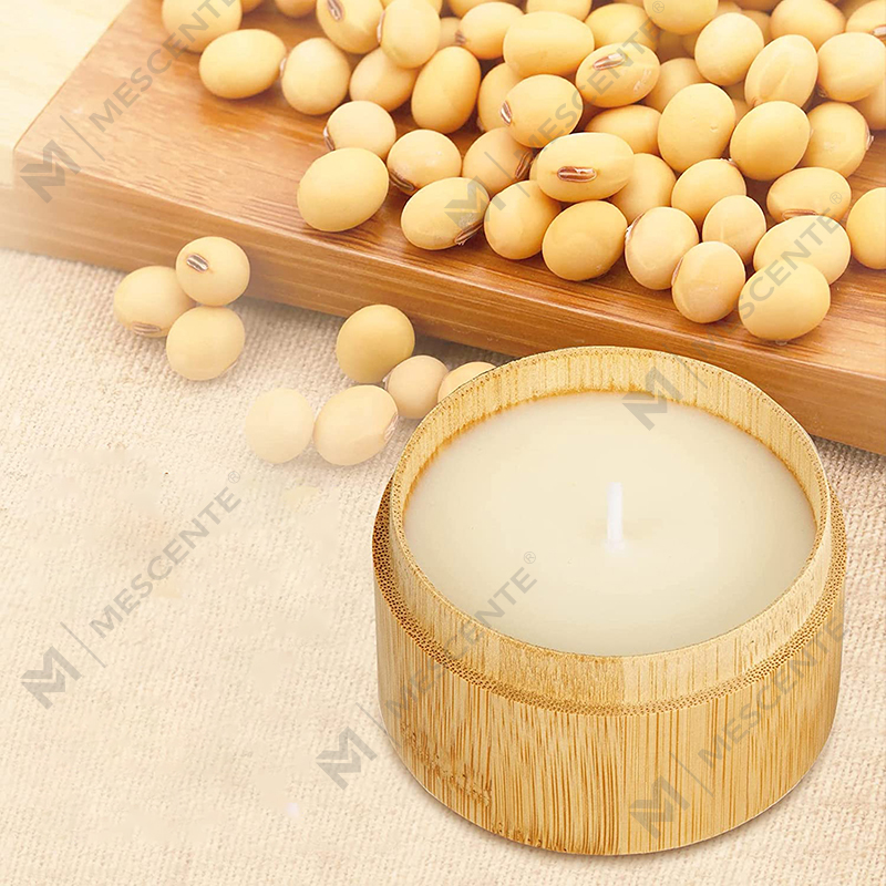 Lilin Bambu & Garam Laut Beraroma Bagus untuk Rumah Beraroma, Set Lilin Organik Lilin Kedelai