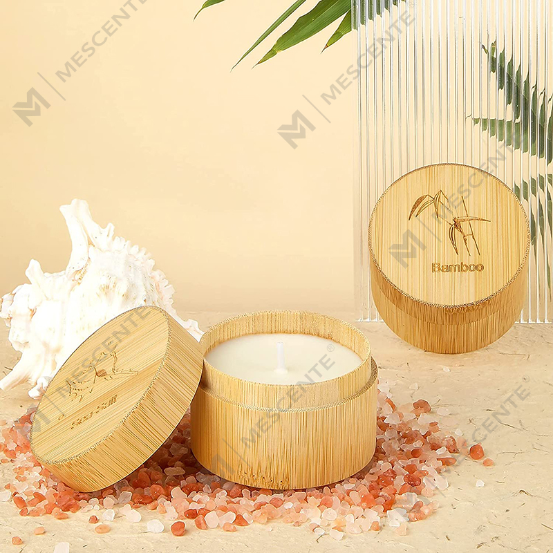 Lilin Bambu & Garam Laut Beraroma Bagus untuk Rumah Beraroma, Set Lilin Organik Lilin Kedelai