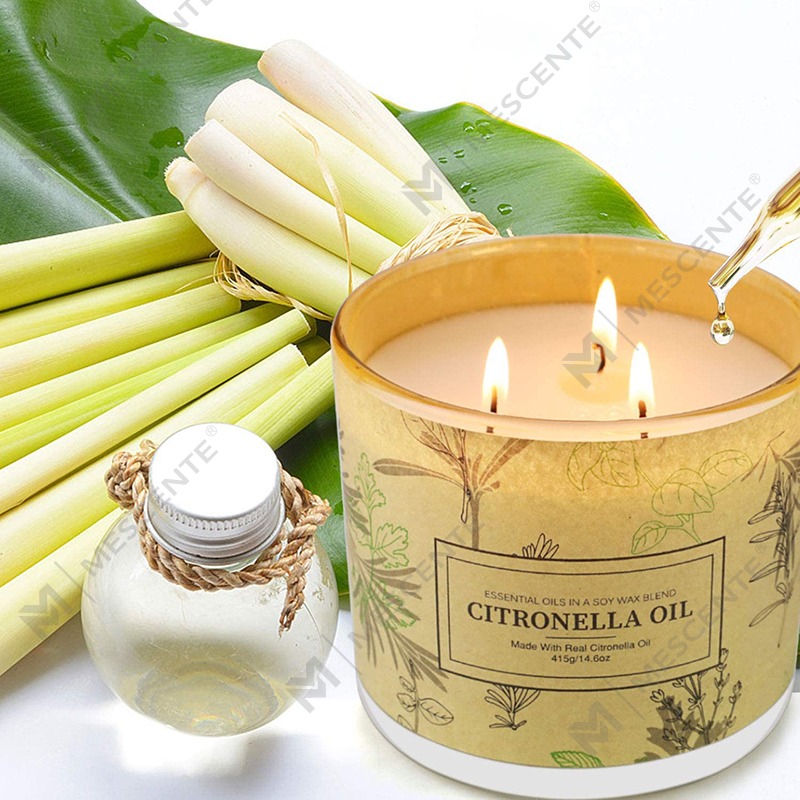 Set Lilin Minyak Sereh Aromaterapi Wangi Toples 3 Sumbu Tahan Lama untuk Balkon Teras Taman Rumah