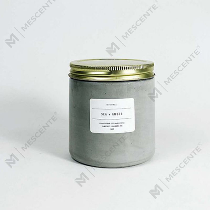 Lilin Beraroma Toples Beton Kustom Putih dengan Tutup