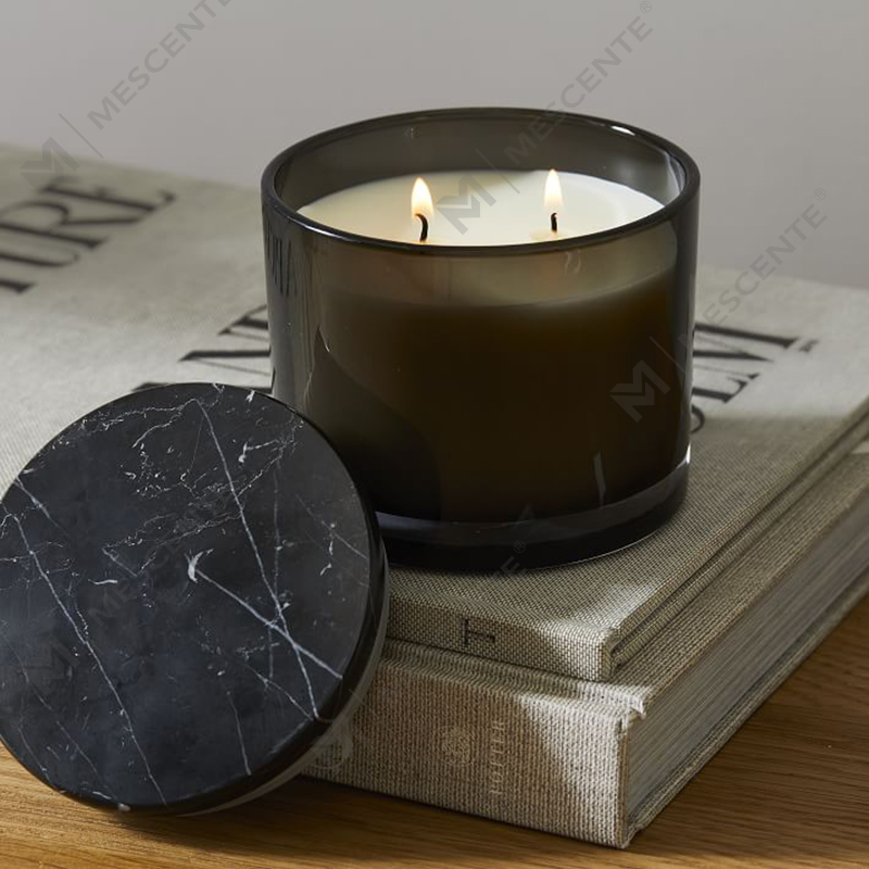Grosir Moq Rendah Mewah Tanpa Label 2 Lilin Berlapis Marmer Vitrina Sumbu