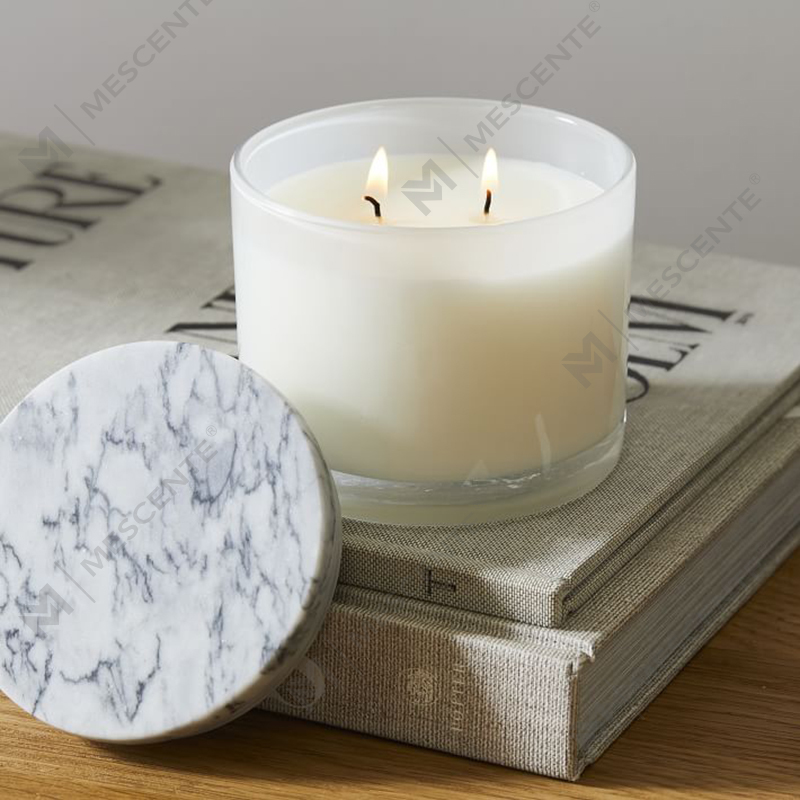 Grosir Moq Rendah Mewah Tanpa Label 2 Lilin Berlapis Marmer Vitrina Sumbu