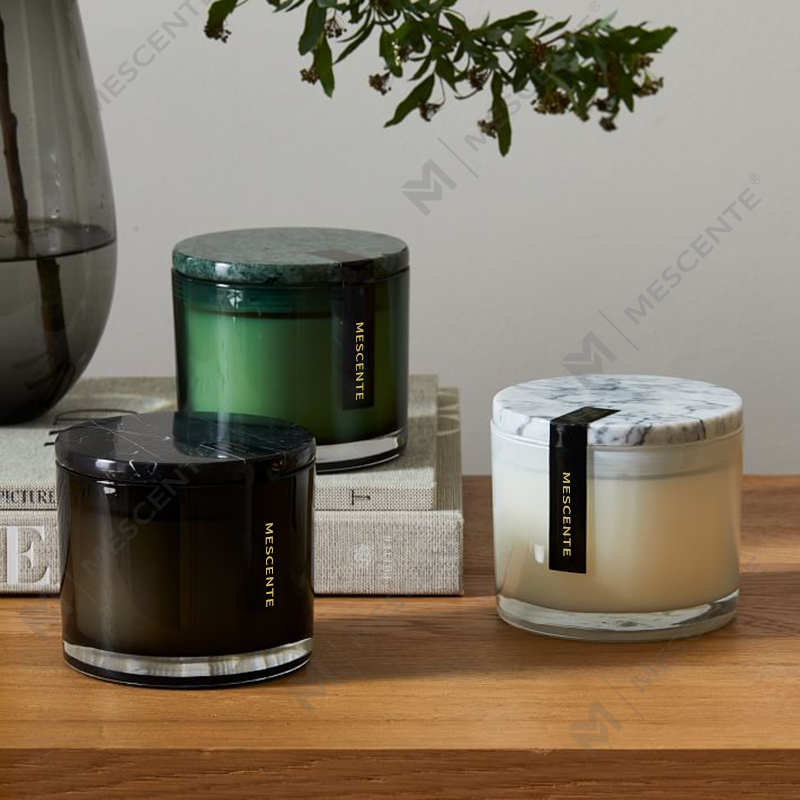 Grosir Moq Rendah Mewah Tanpa Label 2 Lilin Berlapis Marmer Vitrina Sumbu