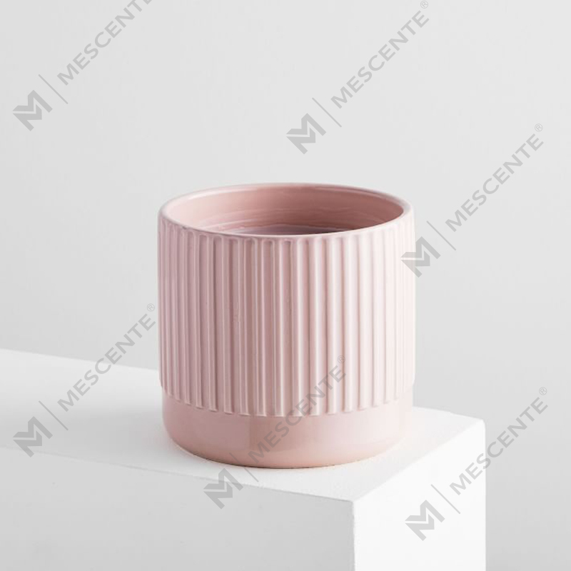 Custom Shop Jual Lilin Kedelai Wangi Kuning Trio Keramik Pink Bergalur Tanpa Label